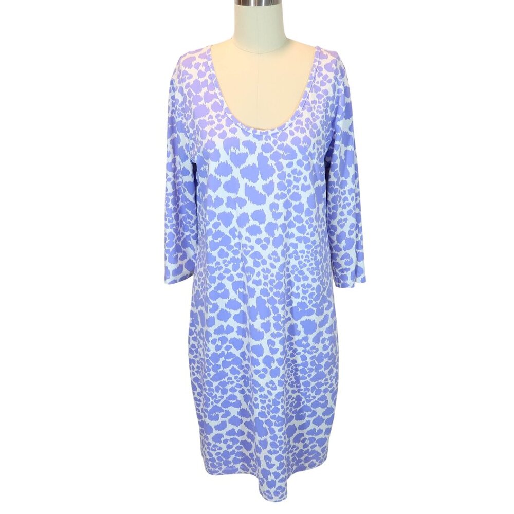 PERSIFOR Kilpatrick 3/4 Sleeve Panthera Print Knit Sheath Dress Size XL Purple